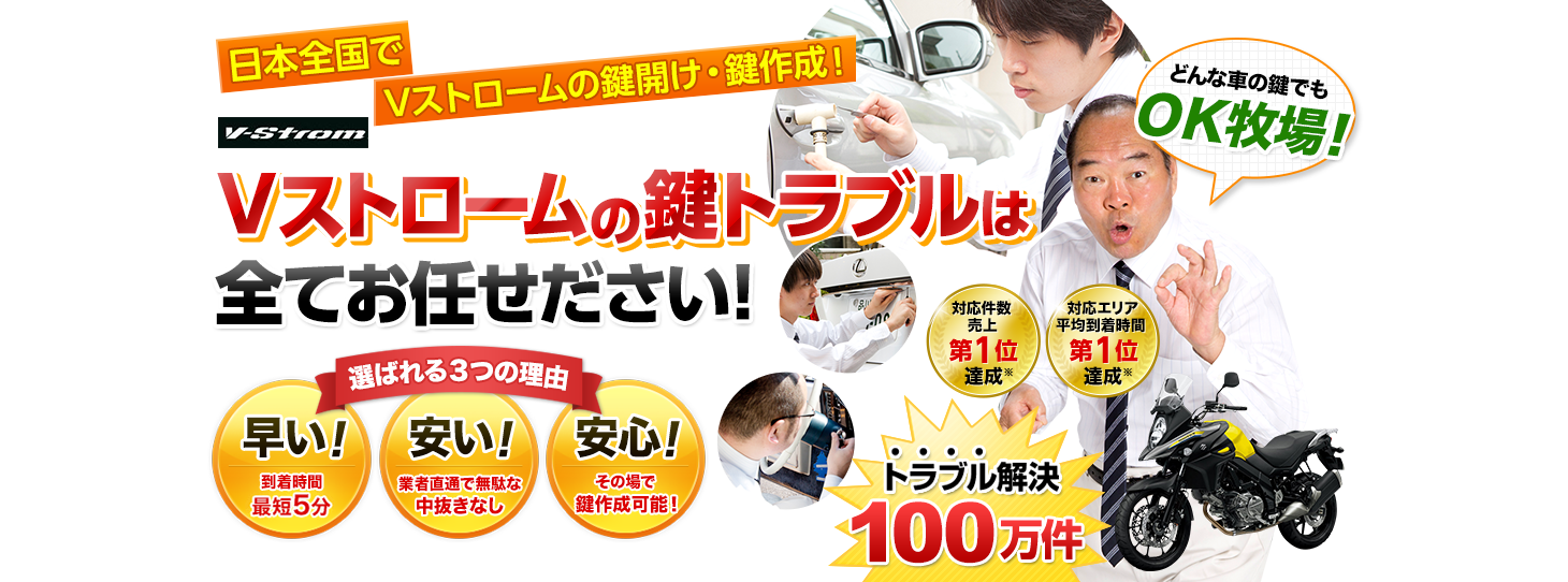Vストローム 鍵トラブルはすべてお任せください!